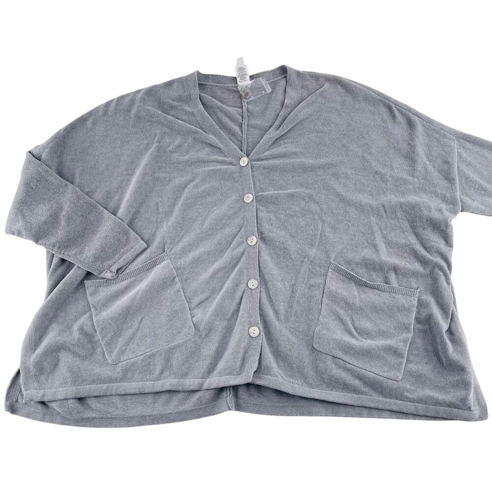 Marla Wynne Lounge Light Gray Button-Up Cardigan Sweater size‎ Large NWOT
